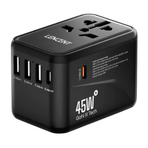 International Travel Adapter with 3 USB Ports and 1 Type C for US EU UK AUS