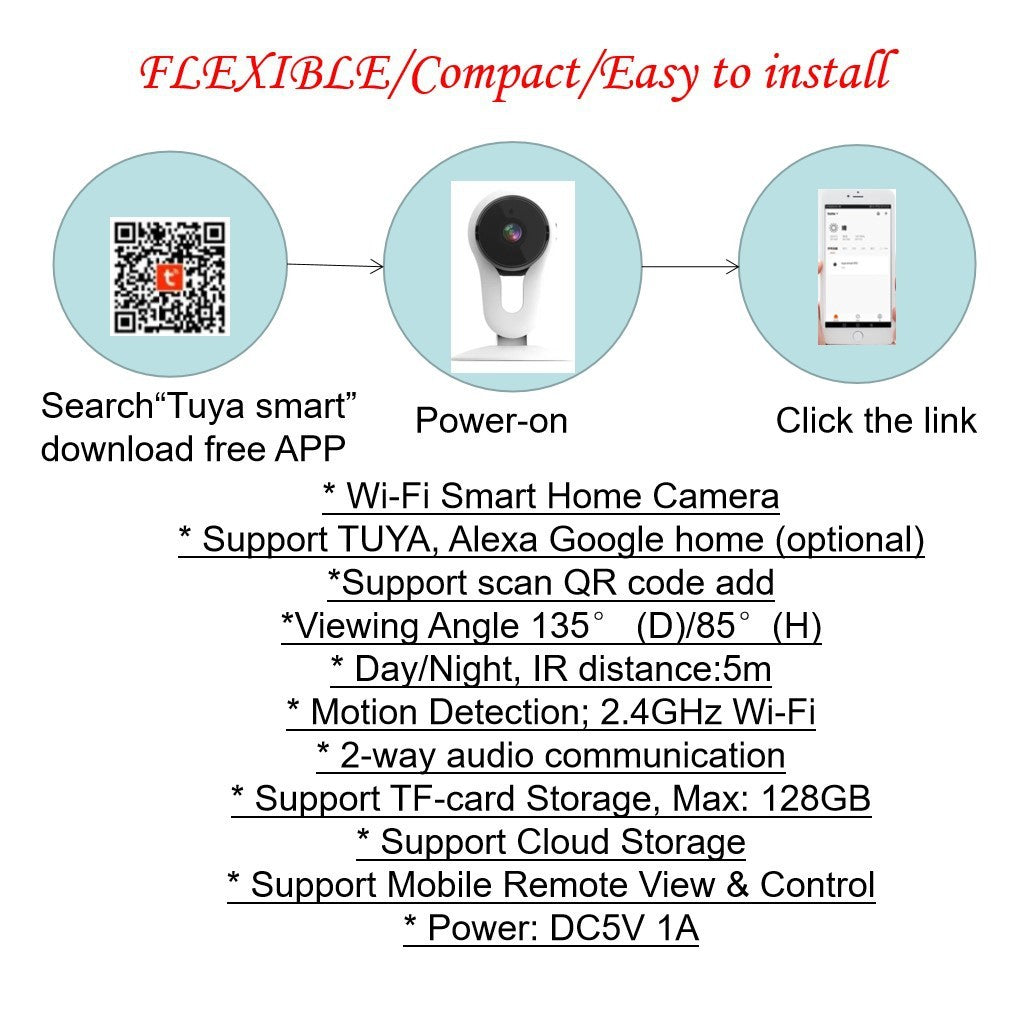 Smart Camera with Mobile App Control and Night Vision - My Store