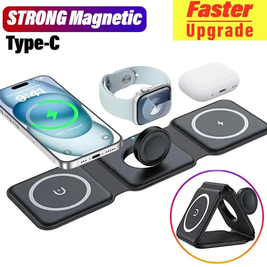 Magnetic Wireless Charger Pad 15W Fast Charge 3-in-1 Design - My Store